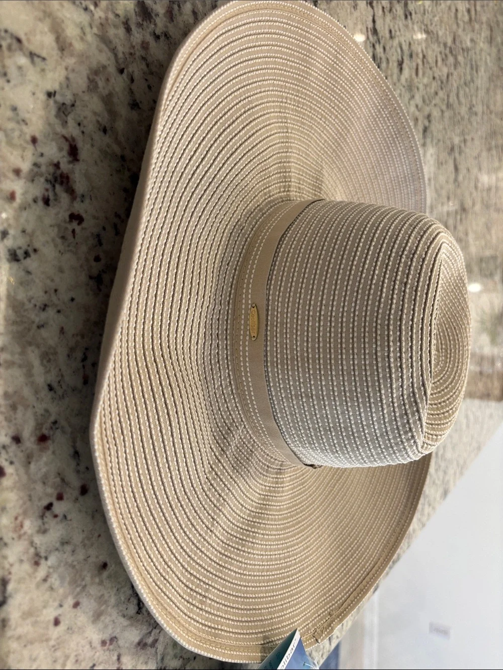 Coolibar Wide-Brim Sun Hat in Light Beige